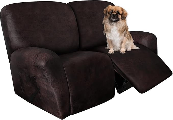 ANARACHON Leather Look Loveseat Recliner Covers Stay in Place 6-Piece Recliner