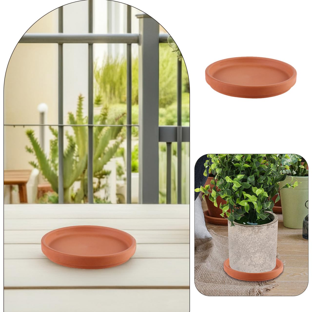 DECHOUS 5Pcs Terracotta Plant Saucer Pots Tray - 3.14 Inch Round Planter Saucers Small Plant Pot Clay Trays for Indoor Outdoor Gardening