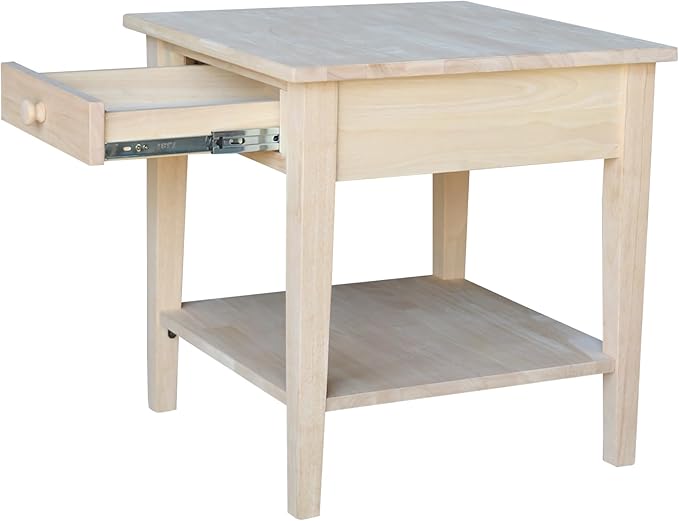 Solid Wood Spencer End Table, Unfinished