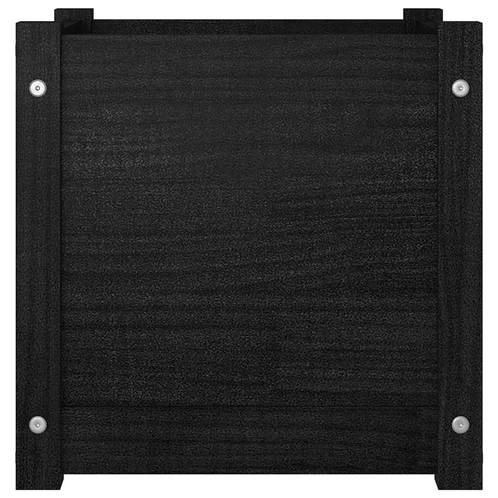 Yisssmeng Matte Black Square Planter Set of 2 Solid Pine Wood 15.7x15.7x15.7 in Outdoor Garden Box with Drainage for Patio Balcony Herb Flower Tomato Plants