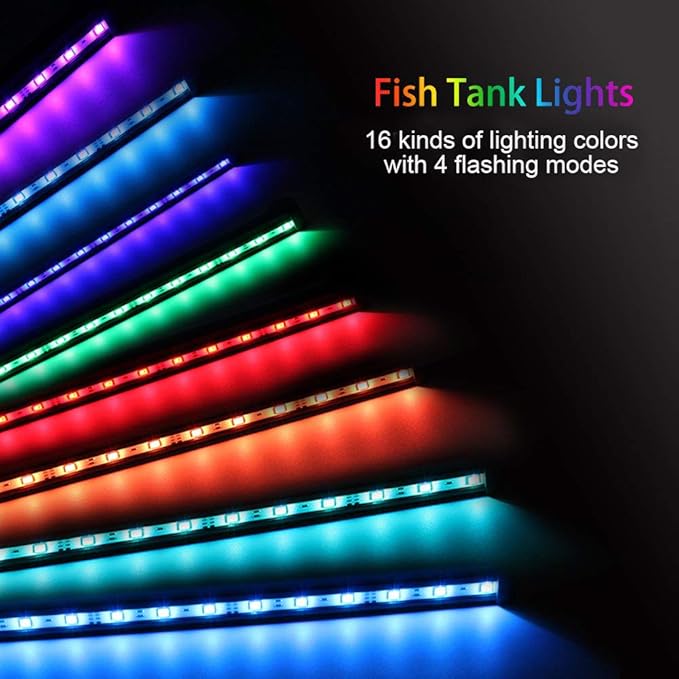 MQ 12 in Submersible LED Aquarium Light, 2W Color Changing Fish Tank Light with Remote Control, IP68 Crystal Glass 12 LEDs Lights Bar, for Fish Tank 15-20 inch