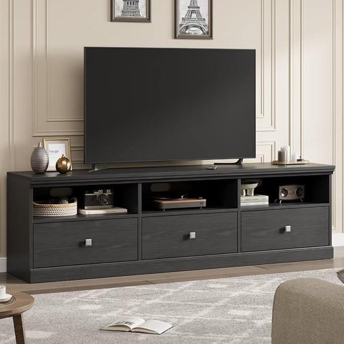IDEALHOUSE 70in TV Stand for TVs up to 80", Mid Century Modern Entertainment