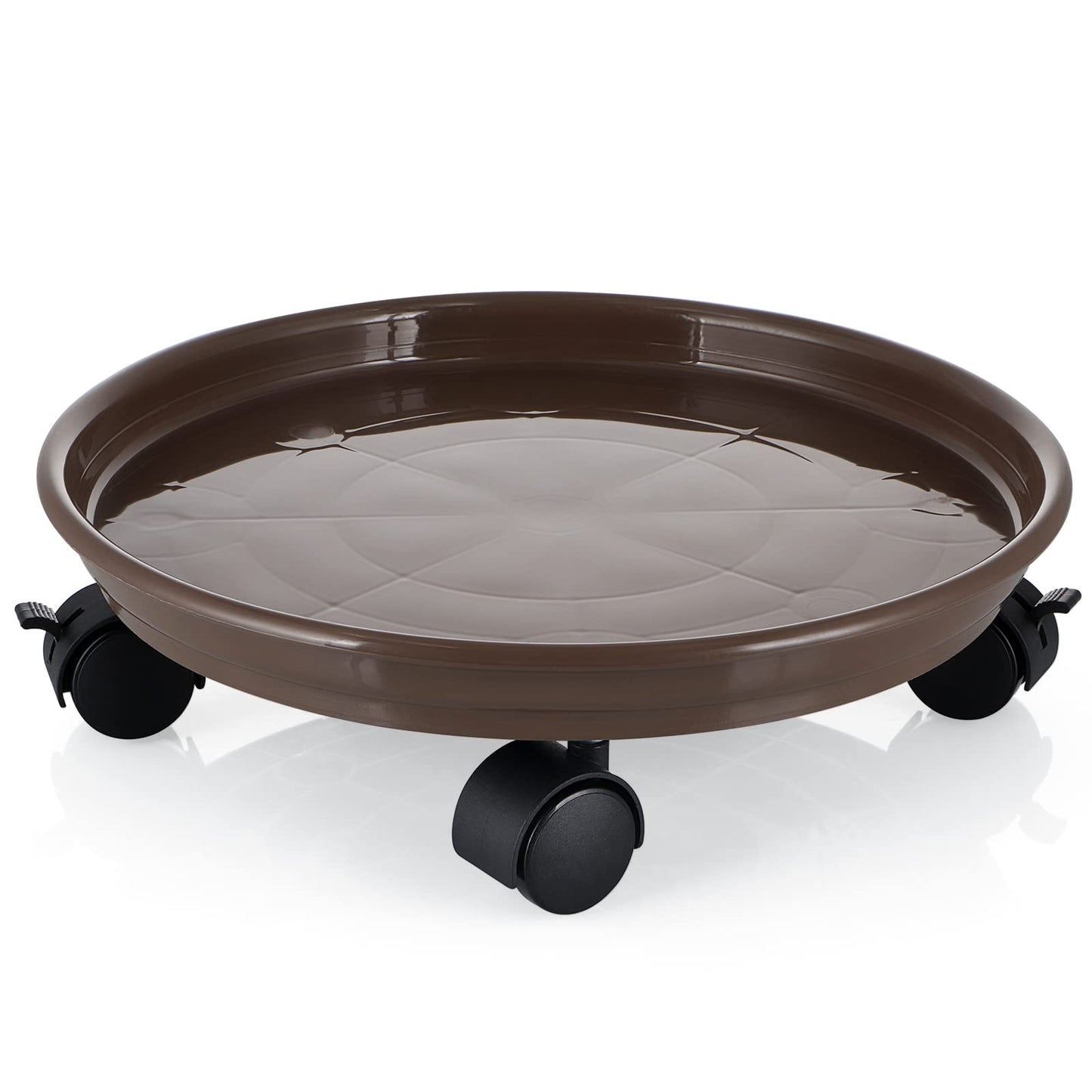 Skelang 3 Pcs Plant Caddy, 11.8" Plant Stand, Round Plant Pallet Pot with Lock Wheels, Rolling Tray Planter Trolley Casters, Moving Plant Pot Saucer for Patio, Garden, Indoor