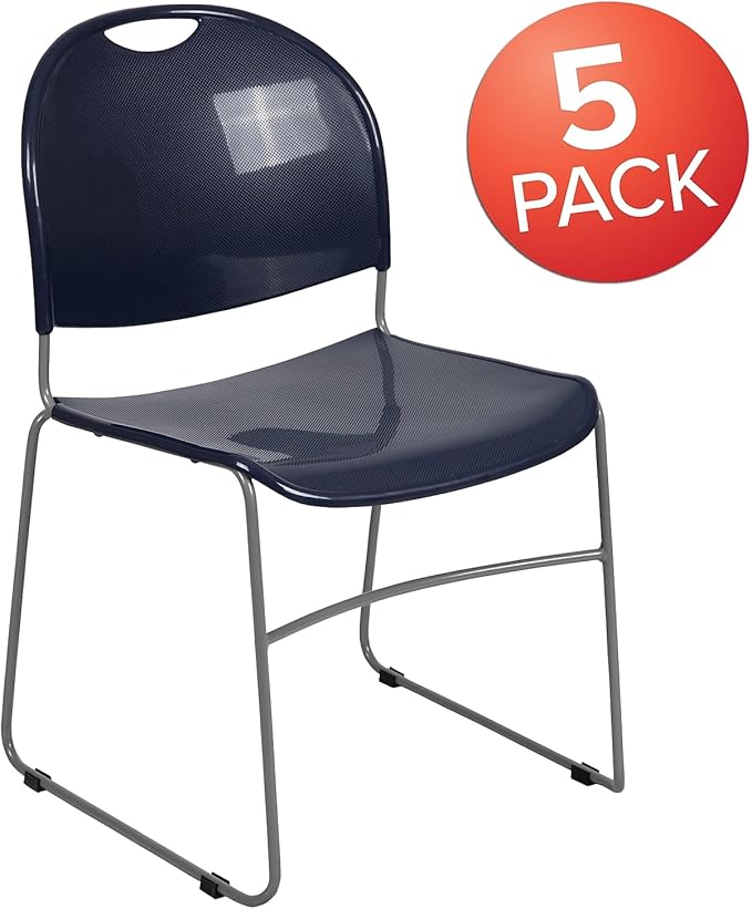 Flash Furniture HERCULES Series 5 Pack 880 lb. Capacity Navy Ultra-Compact