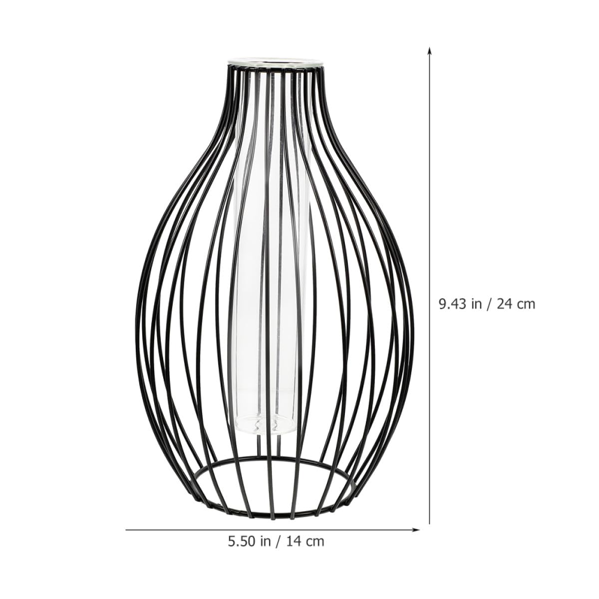 Beavorty Glass Tube Hydroponic Propagation Station with Black Iron Frame, Geometric Nordic Style Plant Terrarium Vase for Home Table Decoration
