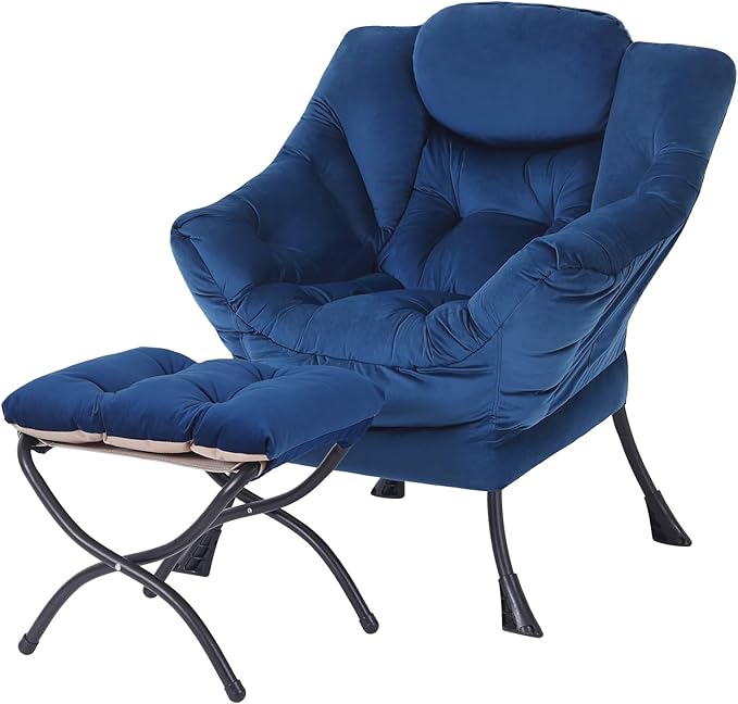 MBOOYOME Lazy Chair with Folding Ottoman, Modern Accent Armchair with Armrests