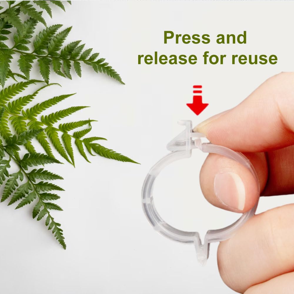 Plant Support Clips Reusable Garden Clips, Secured Plastic Plant Clips, Tomato Support Clips for String Trellis for Climbing Plants Outdoor Indoor Plant Flowers Stem Vine Fixing Clips (300, White)