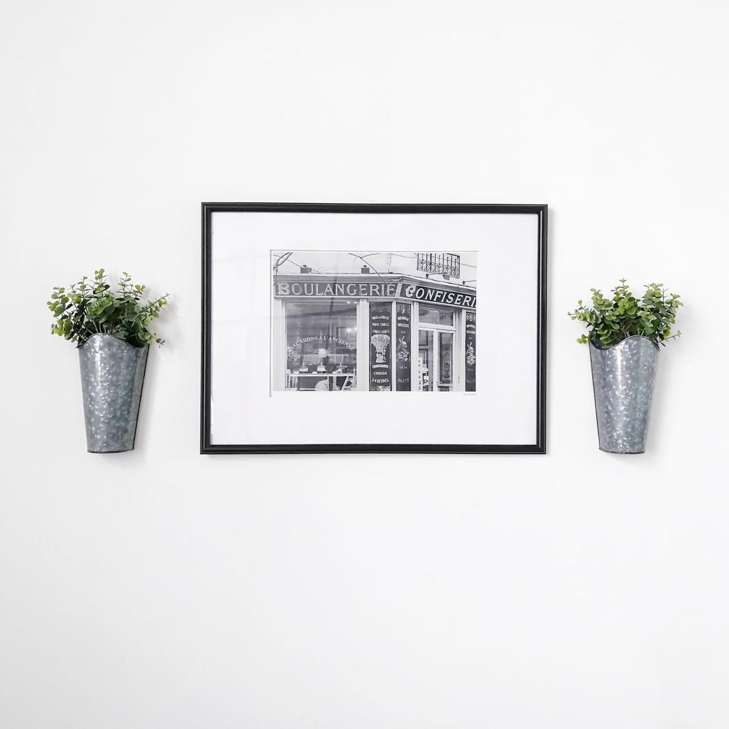 Mkono Galvanized Metal Wall Planter Farmhouse Wall Vase for Artificial Plants Flowers, Rustic Hanging Fake Flowers Holder Country Home Bedroom Living Room Decor Set of 2, Silver, Small