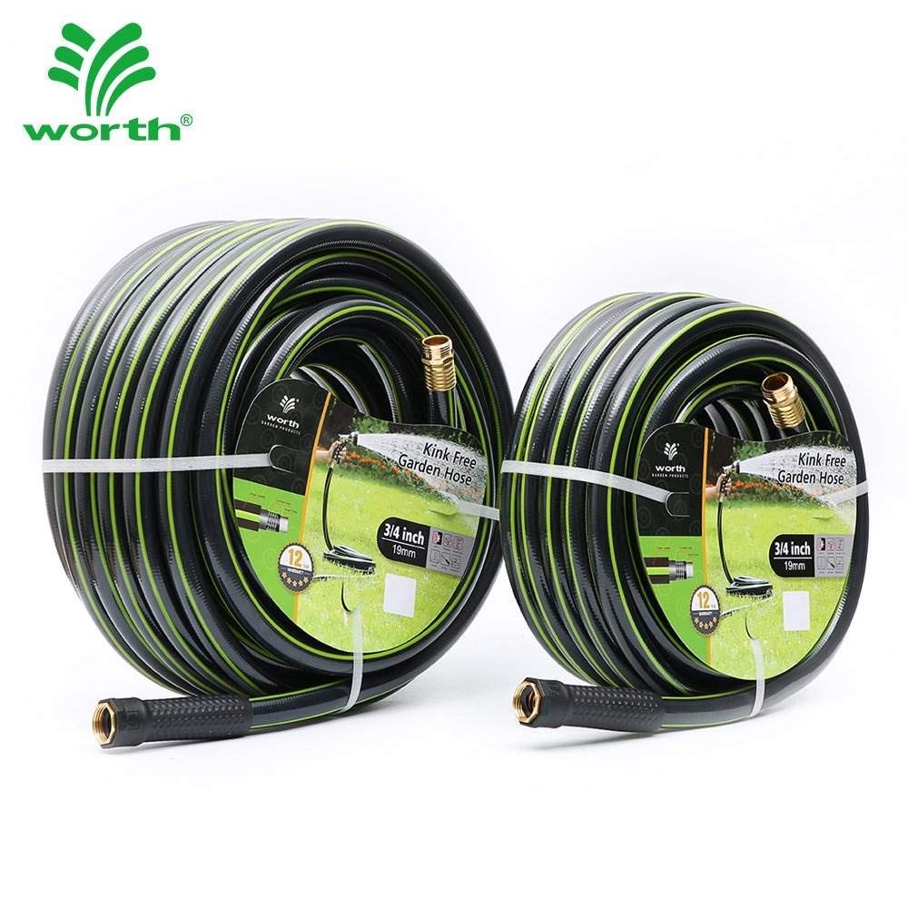 Worth Garden Hose 3/4 in. x 100 ft. - Heavy Duty Lightweight PVC Water Hose - Flexible, No Kink, Leakproof, Male to Female Fittings - 200PSI Work & 500PSI Burst, for Lawn, Gardening & Commercial Use