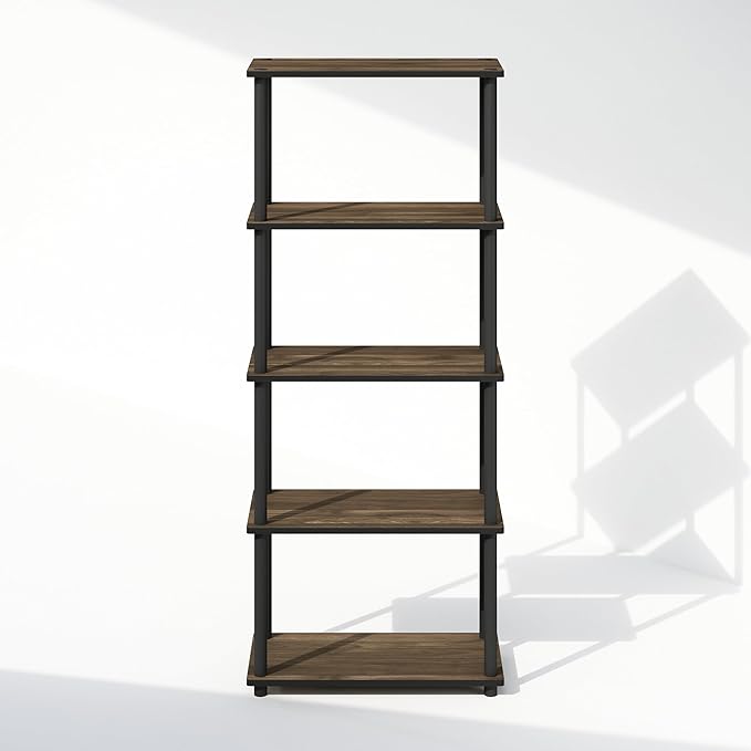Furinno Turn-N-Tube Book Shelf, 5-Tier Bookshelf, Bookcase