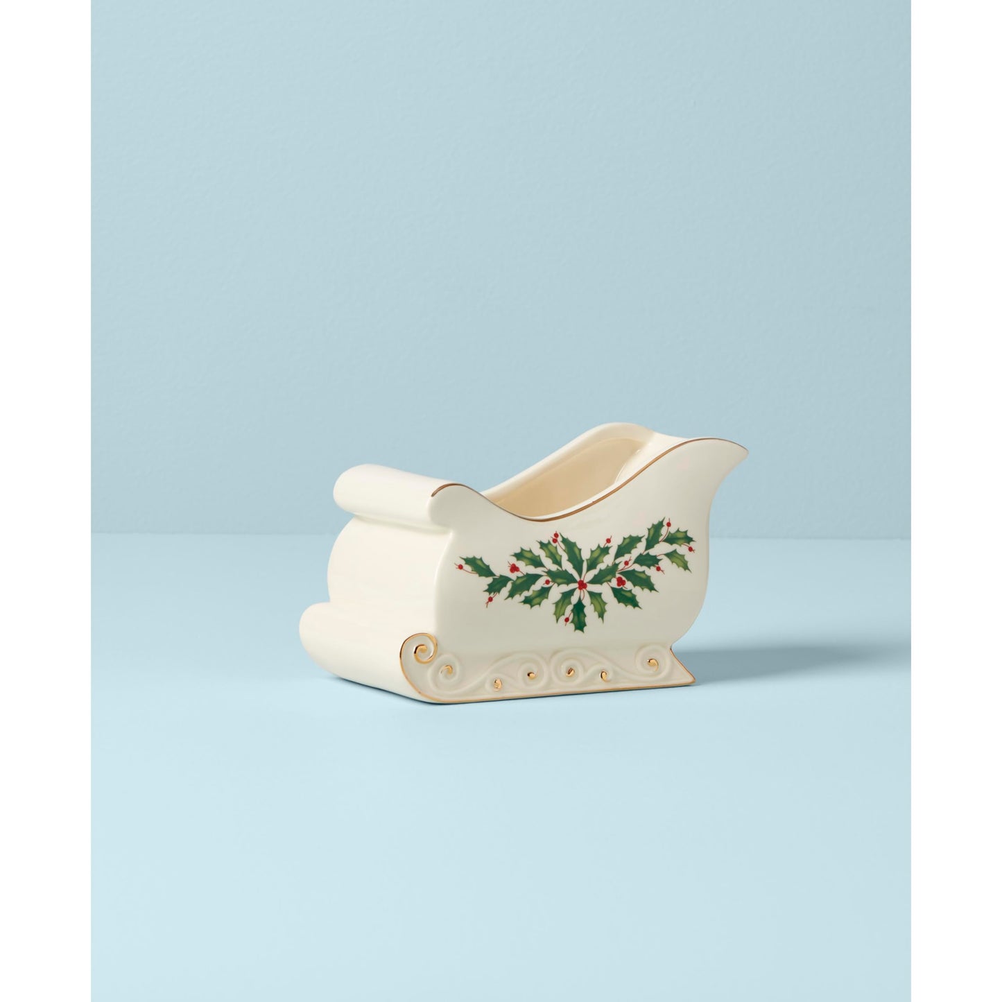 Lenox 886160 Holiday Sleigh Candy Dish, 7.25' L x 4' W, 4.25' H, Christmas Hosting