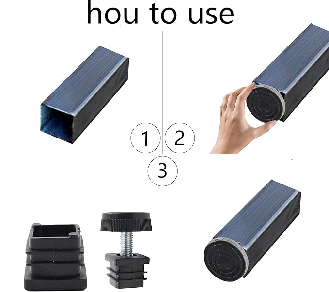 8Pcs Adjustable Leveling Feet, Square Insert Kit, Furniture Glide Leveler