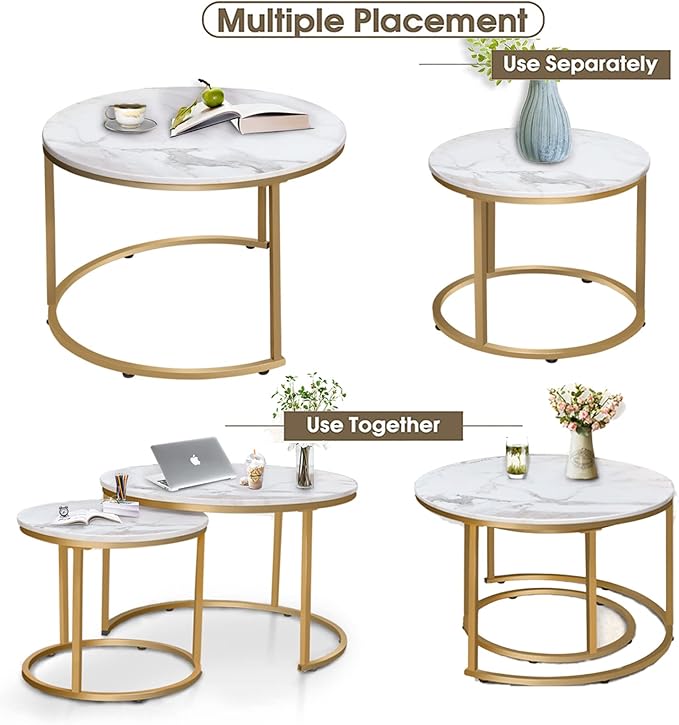 Garden 4 you Nesting Coffee Table Faux White Marble