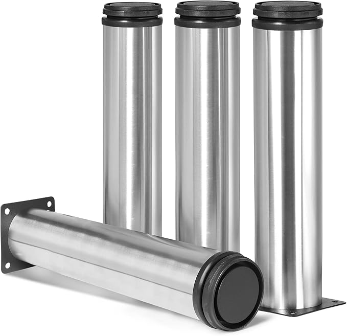 10 Inch Metal Furniture Legs Stainless Steel Adjustable Legs Silver Metal Legs