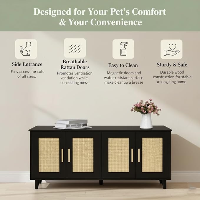 Homhedy Boho Cat Litter Box Enclosure