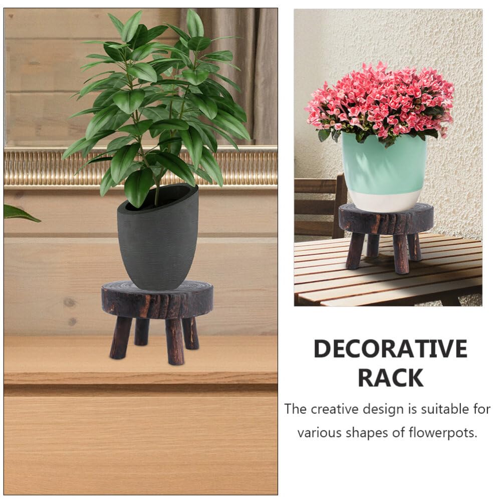 Cabilock Solid Wood Flowerpot Rack 6.69X6.69X3.54 Inch Indoor Plant Stand Decorative Rack for Balcony Garden Living Room with Rustic Natural Finish