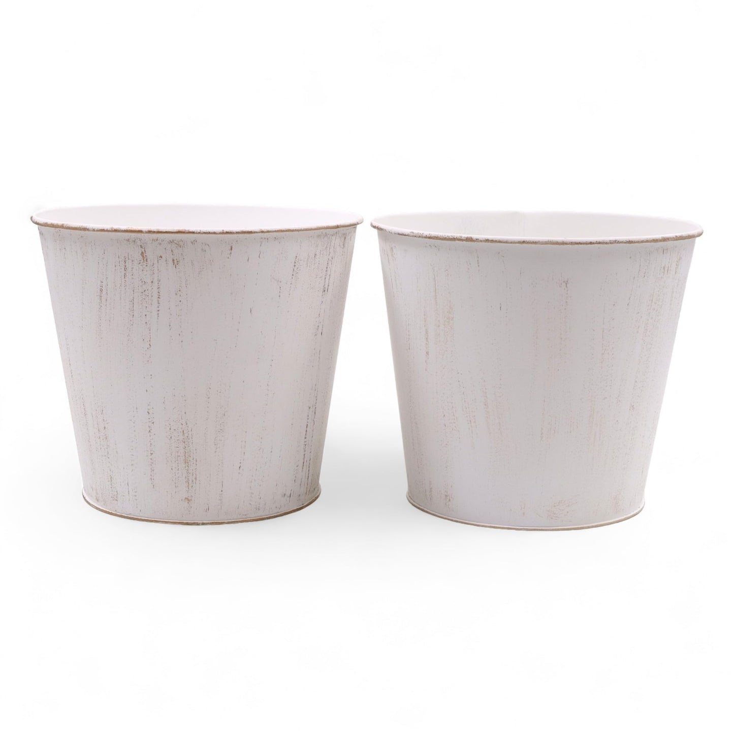 Hosley Set of 2 White Bucket/Pots with PVC Liner, 6.5" Dia x 6" H Ideal Gift for Floral Arrangements Wedding Home Office Party DIY Indoor Outdoor Garden Patio