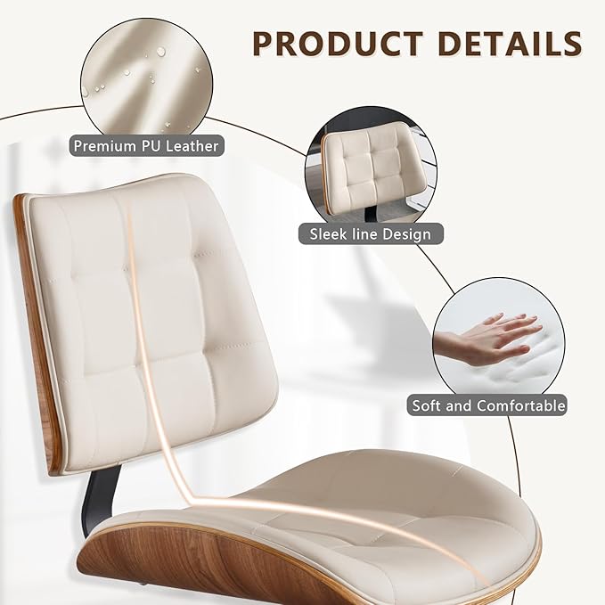 Home Office Desk Chair with Wheels, Adjustable Height Armless Office Chair