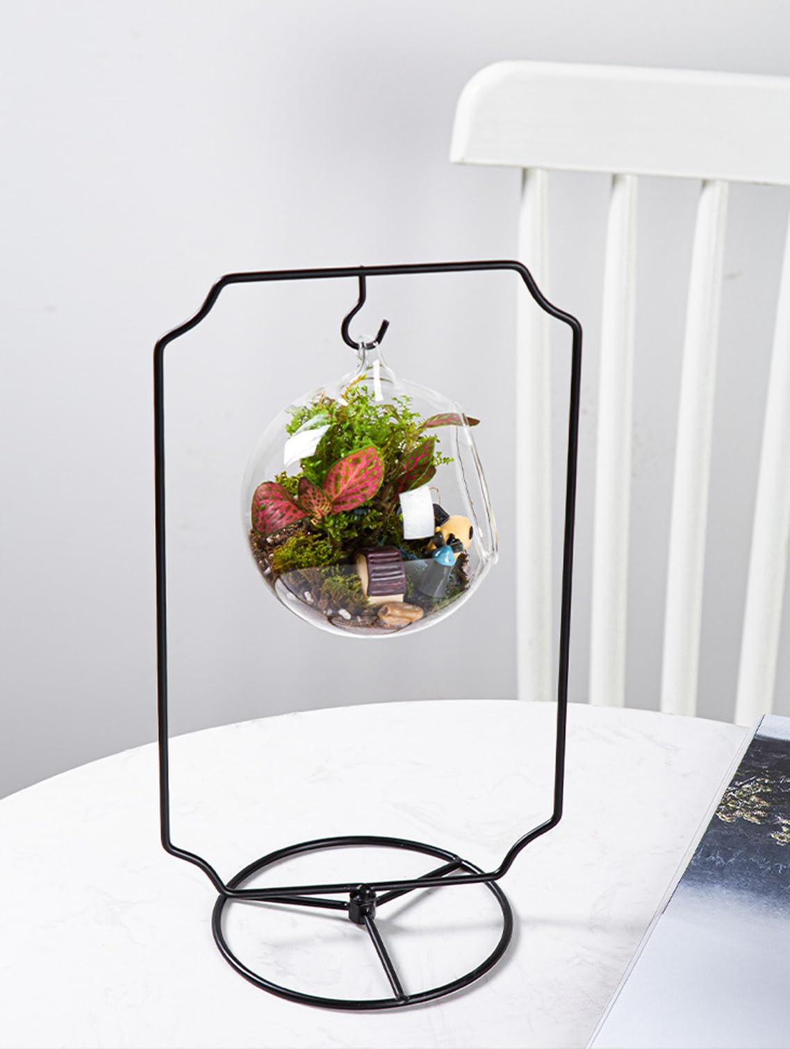 Maibloln Ornament Display Stand Hanger Rack Hook Chrismas Ornament Party Decoration Holder Air Plant Flower Pot Hanging Terrarium Home Office Decoration(D-Style)