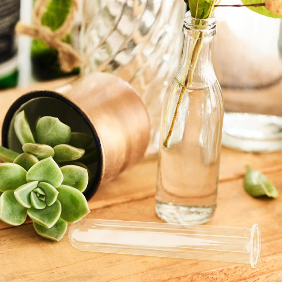 Uonlytech 4pcs Glass Plant Propagation Test Tubes Vases Hydroponic Flower Holder 2.5x3x18cm Glass Tubes for Desktop Terrarium and Plant Rooting