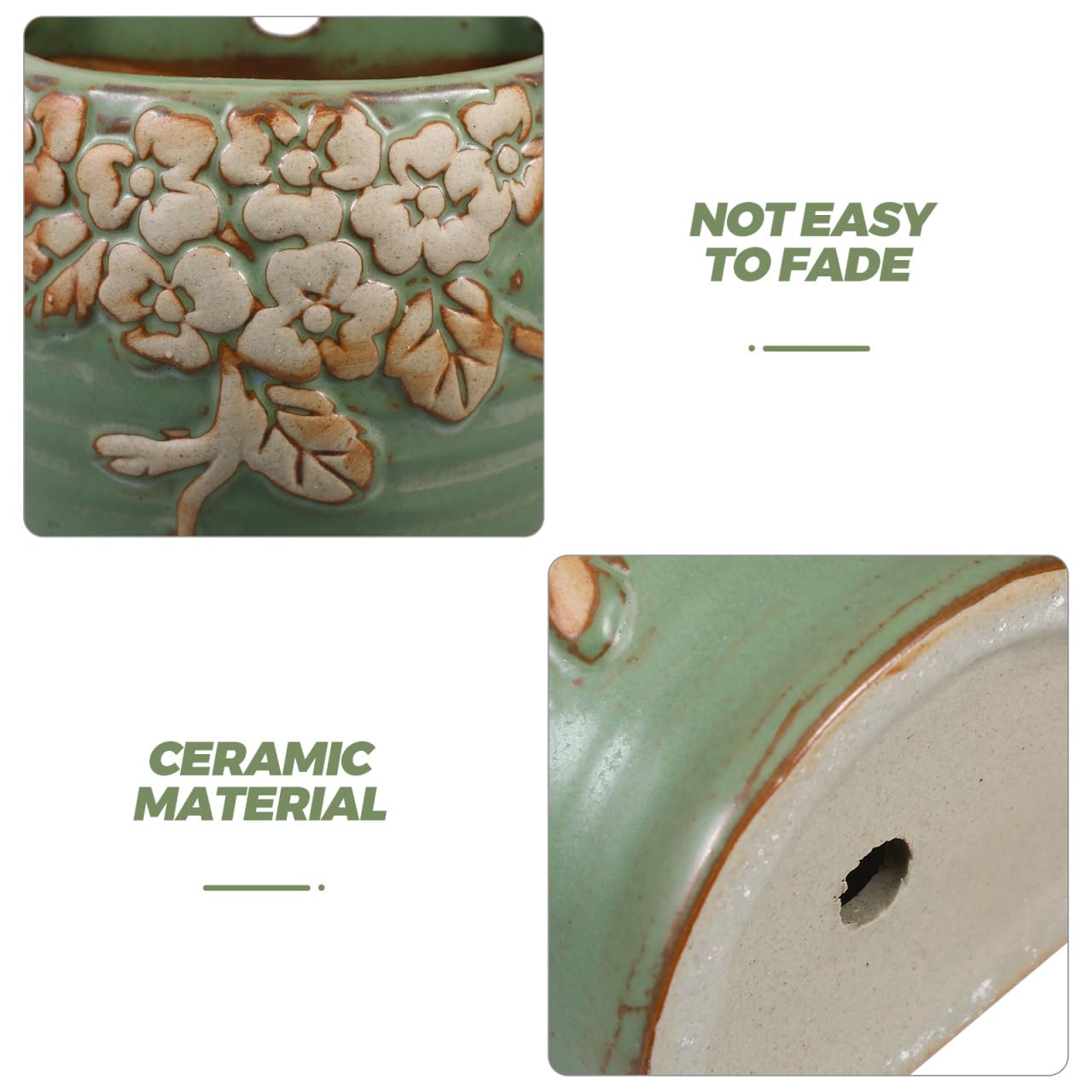 Abaodam Wall Mounted Ceramic Planter, Hanging Flower Pot for Indoor Succulent and Cacti, Vertical Wall Hanging Planters for Home Balcony Decor, Ceramic Flowerpot for Plants and Office