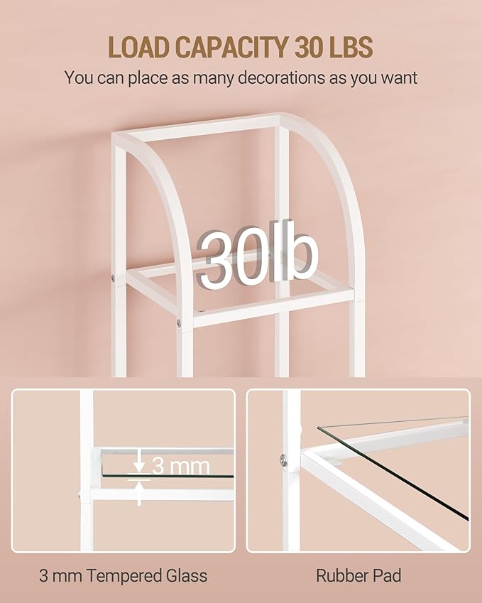Hzuaneri Bookcase Bookshelf, Tempered Glass Arched Bookshelf