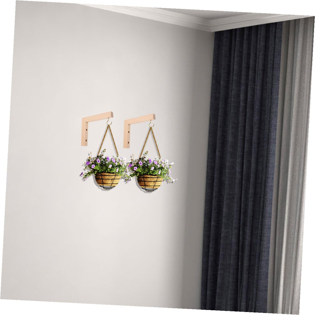 COHEALI 3pcs Wooden Plant Hanger Hooks for Wall Mount, Indoor Outdoor Hanging Brackets for Planters, Bird Feeders, Wind Chimes, and Garden Decor