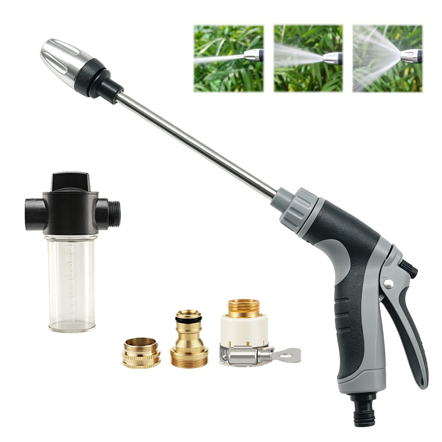Aquoxis Pressure Washer Gun, High Pressure Jet Hose Nozzle, 3 Spray Modes Handheld Pressure Washer Nozzle for 3/4" Garden Hose, Watering Sprayer for Cleaning Yard Patio Car Pets, Easy to Install (A)