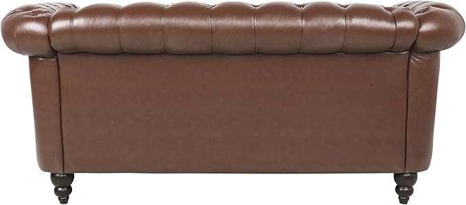 LEVNARY Leather Sofa, Chesterfield Tufted Upholstered 2 Seater Couch, Modern
