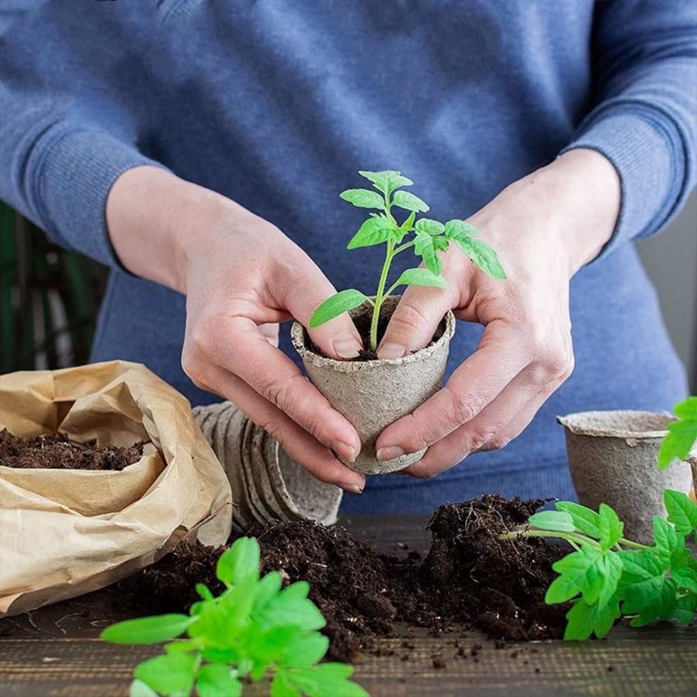 GardEasy 120PCS 3.15 Inch Peat Pots for Seedling, Outdoor Garden Germination Nursery Peat Pots Plants with Bonus 20 Plant Labels