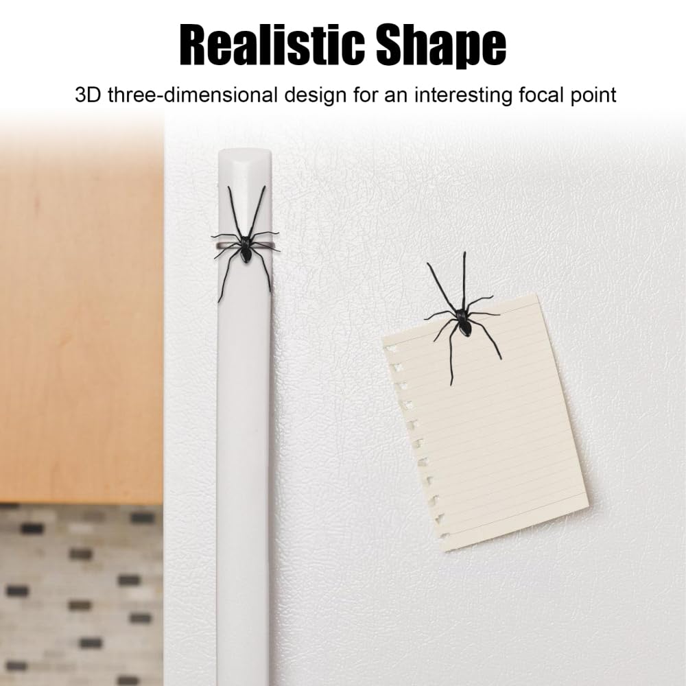 Spider Fridge Magnet, 2/4/6PCS Realistic Spiders Refrigerator Magnets Magnetic Spider Decoration for Halloween Birthday Pranks