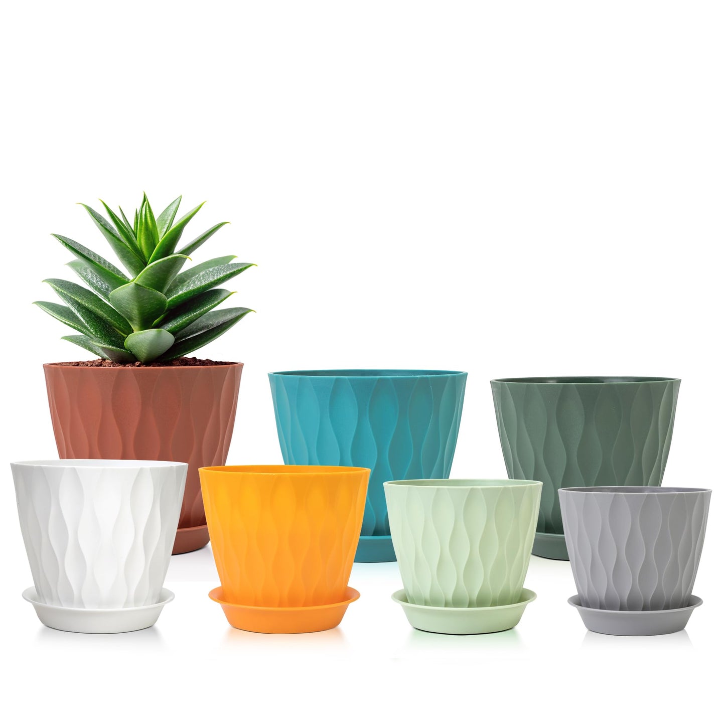 GARDIFE 7/6.5/6/5.5/5/4.5/4 inch Plant Pots, 7 Pack Flower Pots Indoor Outdoor, Planters with Drainage Holes and Tray Saucers (Color-Red)