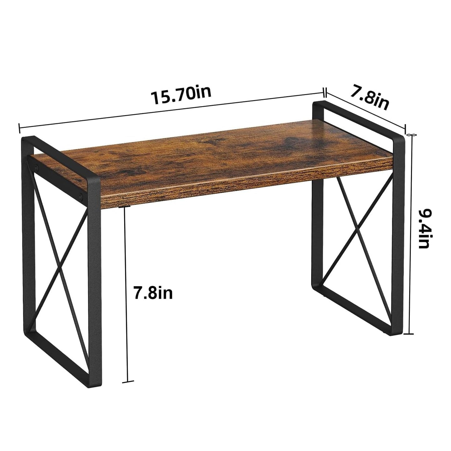 Giikin Countertop Shelf Organizer, Cupboard Stand Spice Rack, Retro Style Cabinet Shelf for Pantry, Kitchen, Bathroom, Reading Room, Bedroom to Save Space (7.8" D x 15.7" W x 9.4" H, Rustic Brown)