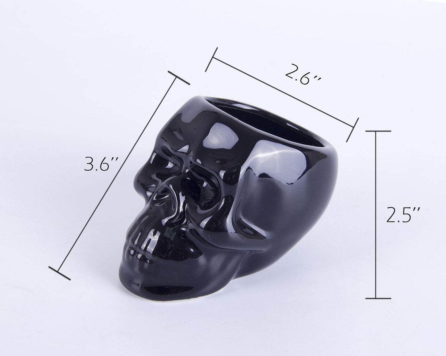 VanEnjoy Set of 3 Black Ceramic Skull Shaped Succulent Planter Pots Creative Cactus Plant Pot Pen Pencil Holder, Home Office Desk Decoration