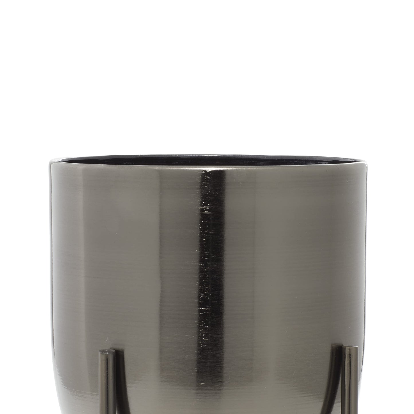 Deco 79 Metal Round Planter with Removable Stand, Set of 2 16", 13"H, Black