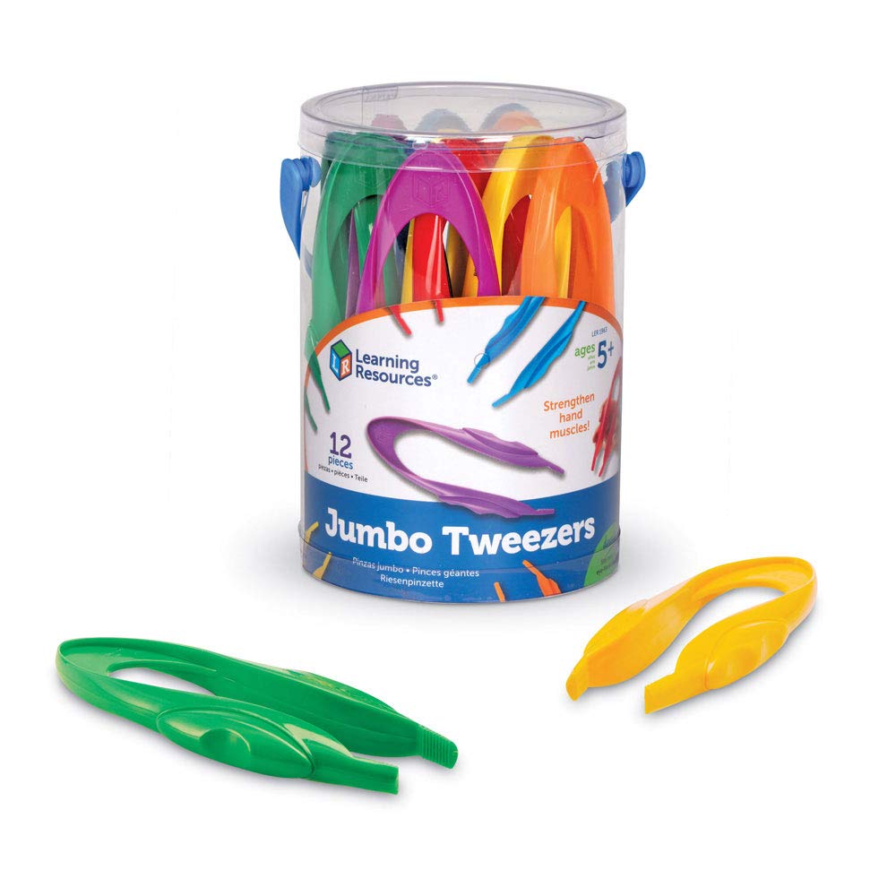Learning Resources Jumbo Tweezers, Set Of 12, Sorting & Counting, Preschool Science, Homeschool, Toddler Fine Motor Skill Development (Pack of 12)
