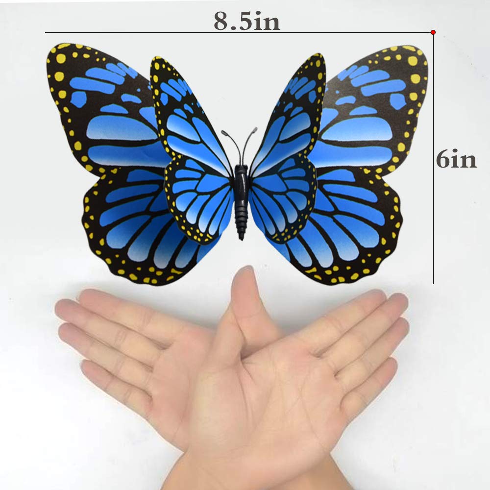 12PCS Giant Butterfly Wall Stickers Decor,3D Large Butterflies Wall Magnetism Decals Removable DIY Home Art Decorations for Birthday Party Christmas Wedding Kids Room Bedroom