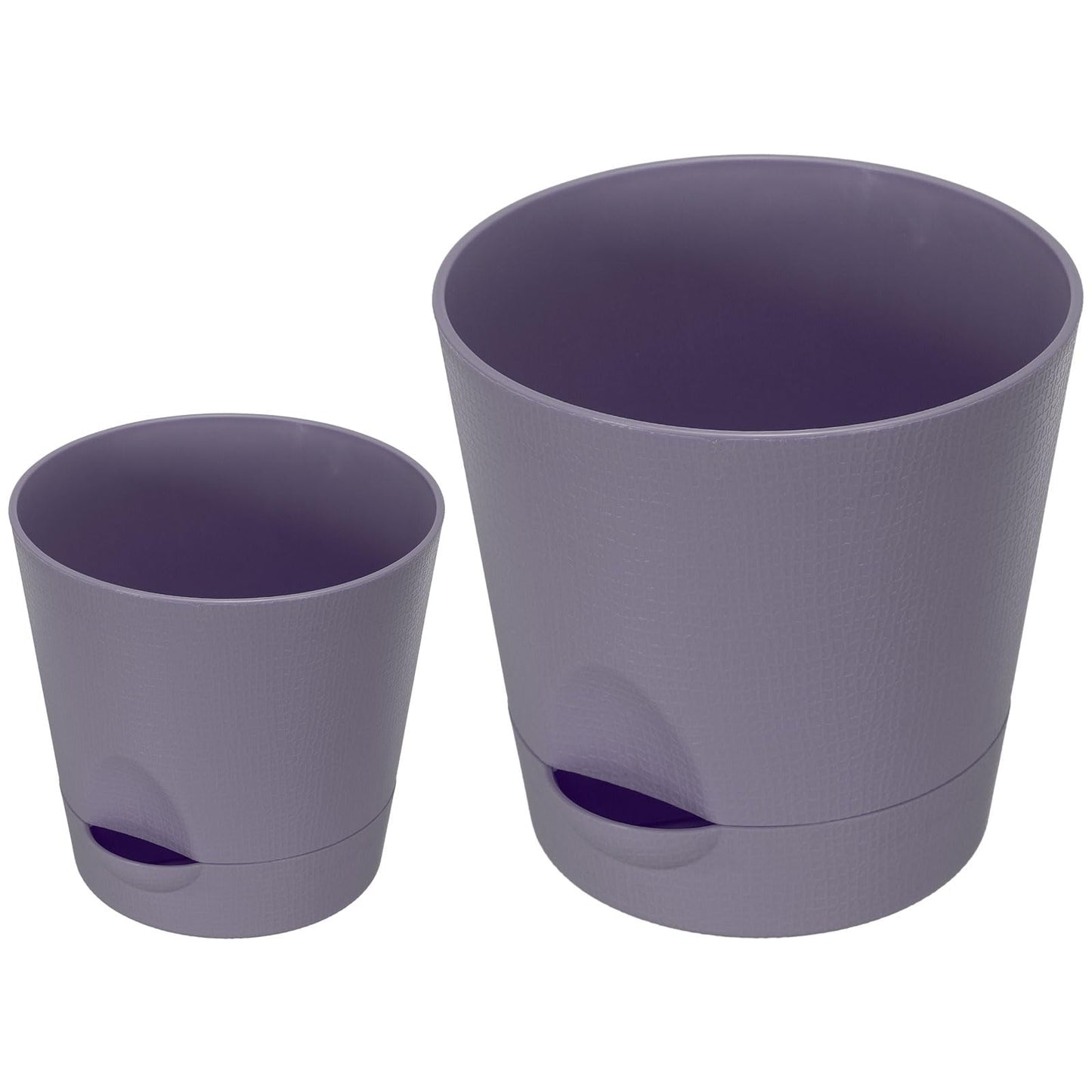 PATIKIL 4.5"/5.5" Plant Pots, Set of 2 Plastic Flower Planters with Drainage Hole and Removable Base Decorative for Home Garden Indoor Outdoor, Purple