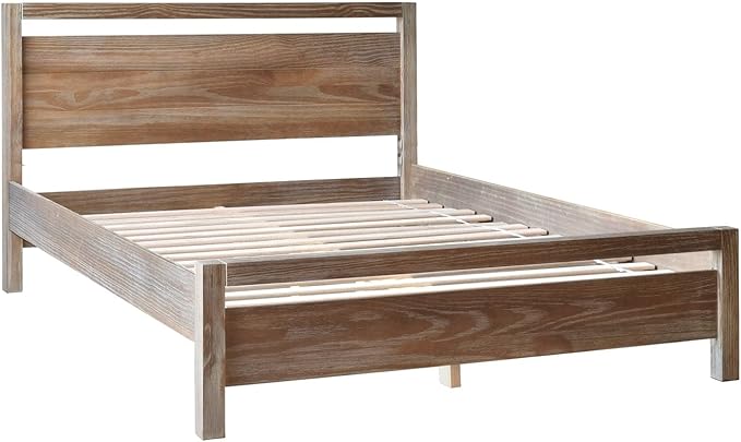 Grain Wood Furniture Loft Full Size Solid Wood Bed, Weathered Pine