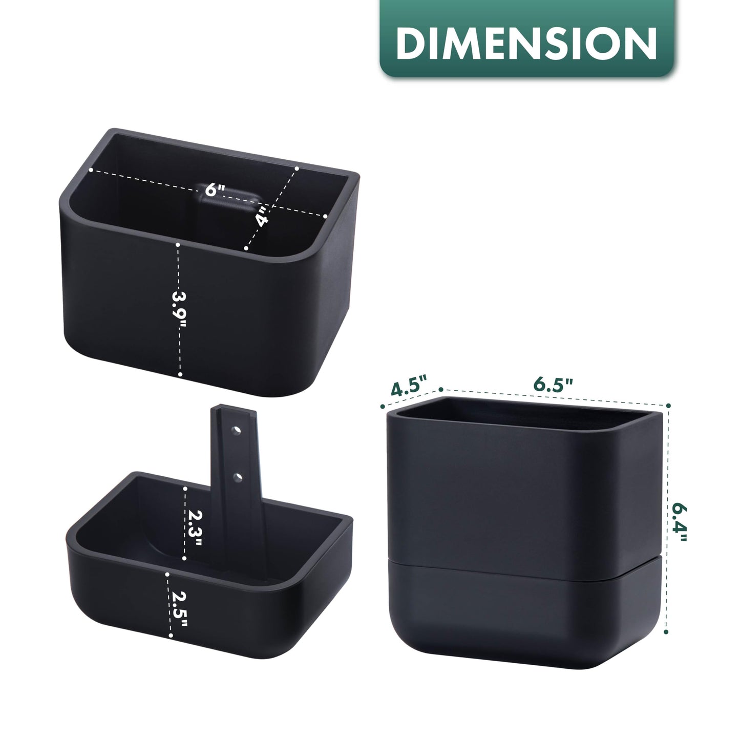 Phoenix Vine 6.5 Inch Wall Mounted Self-Watering Planter Pot for Indoor Houseplants and Herbs | Hanging Planter for Window Sills, Bathroom Walls, Home & Office Décor, Black, Set of 2, 01-C-E-2