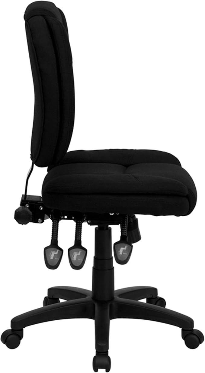 Flash Furniture Caroline Mid-Back Black Fabric Multifunction Swivel Ergonomic