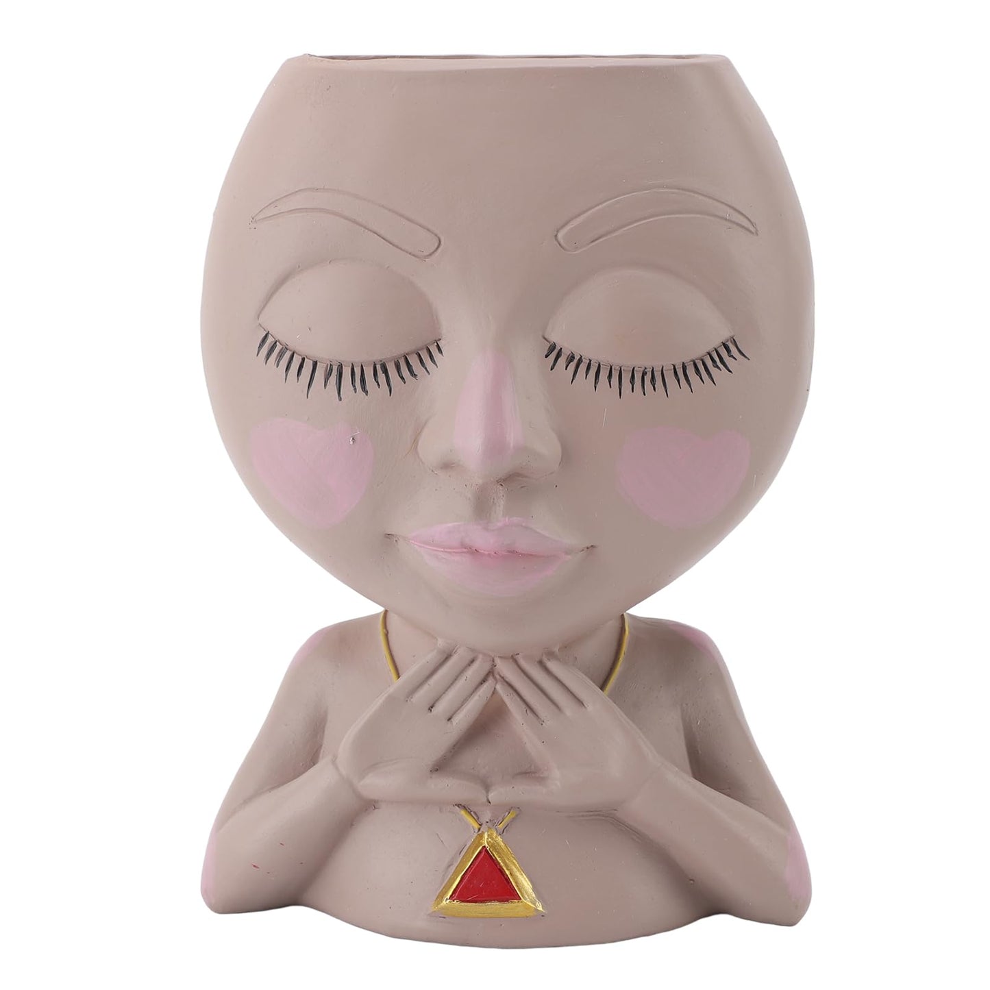 CHEOTIME Face Planter Pot, Cute Head Planter for Indoor Outdoor, Multipurpose Resin Girl Heads Succulent Planter Flowerpot with Drainage Hole for Indoor Outdoor Plants