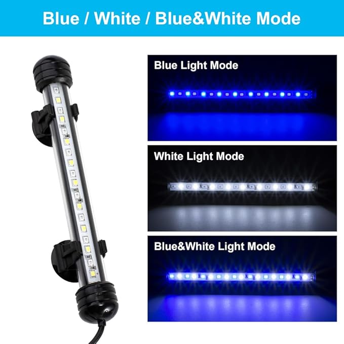 DaToo 12W 23inch Submersible Aquarium Light Underwater Fish Tank Light LED Aquarium Light Bar with Timer Auto On/Off and Dimmer Adjustable Brightness, 1 Yr Warranty