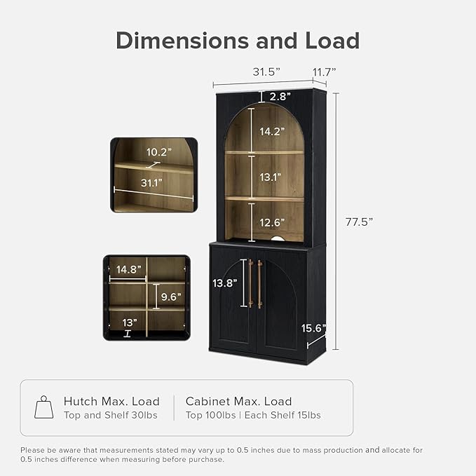 mopio Blake Tall Display Cabinet, Kitchen Buffet Pantry Cupboard, Trophy
