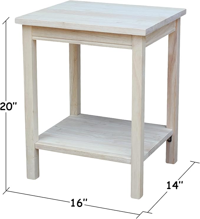 International Concepts Portman Accent Table 16"W × 14"D × 20"H, Solid Parawood