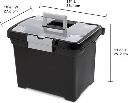 Sterilite Portable Lockable File Box Organizer with Handle and Clear Lid (8 Pack)