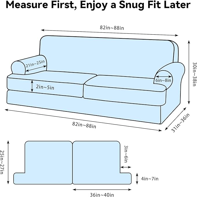 Waterproof Couch Cover 3-Piece Set Striped Sofa Slipcovers
