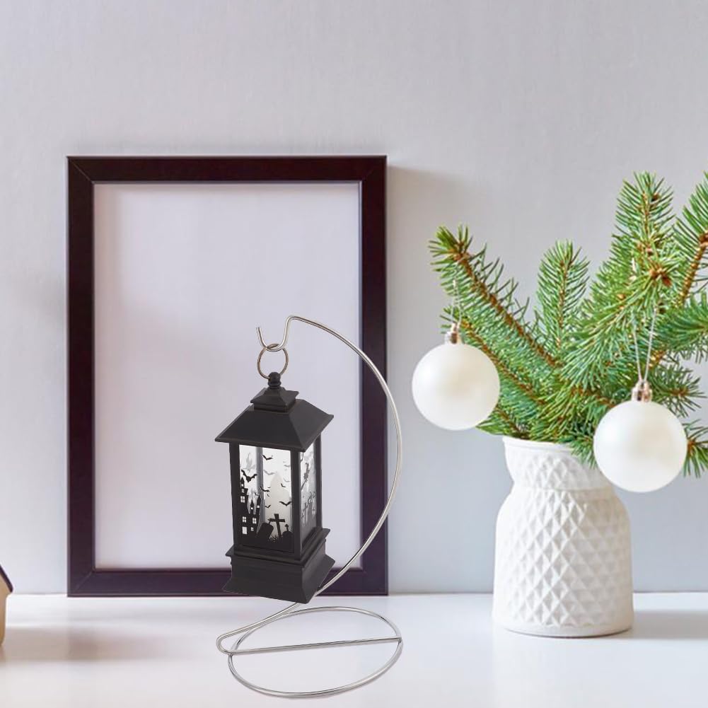 DELORIGIN 6PCS Ornament Display Stand Holder Silver Iron Hanging Hook Rack for Baubles Glass Globe Air Plant Terrarium Witch Ball Wedding Accessories Wind Chimes Handicrafts Displaying 7.87" H