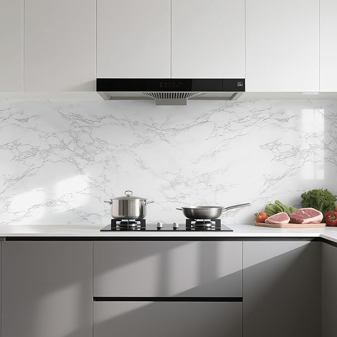 practicalWs Marble Wallpaper Granite White and Gray Wall Paper Roll 47.2" x