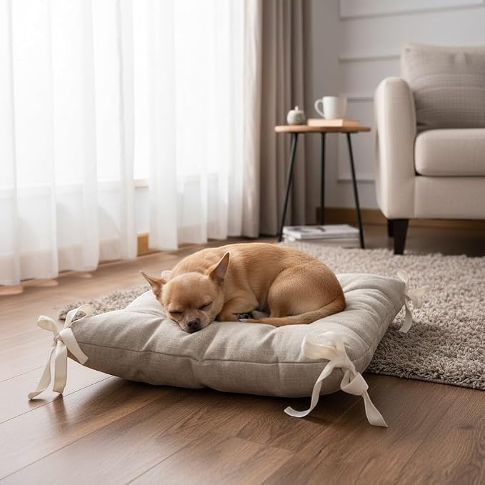 Hemp Pet Bed for Dogs and Cats, Natural Washable Pet Cushion, Soft Floor Pillow with 800 g Filling, Hemp Fabric 180 g/m² (XX-Large)